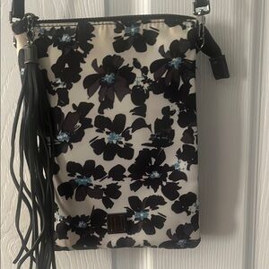 Floral Black and White Crossbody Bag